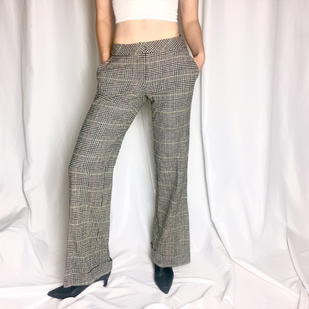 Trina Turk Wideleg Plaid Wool Pants